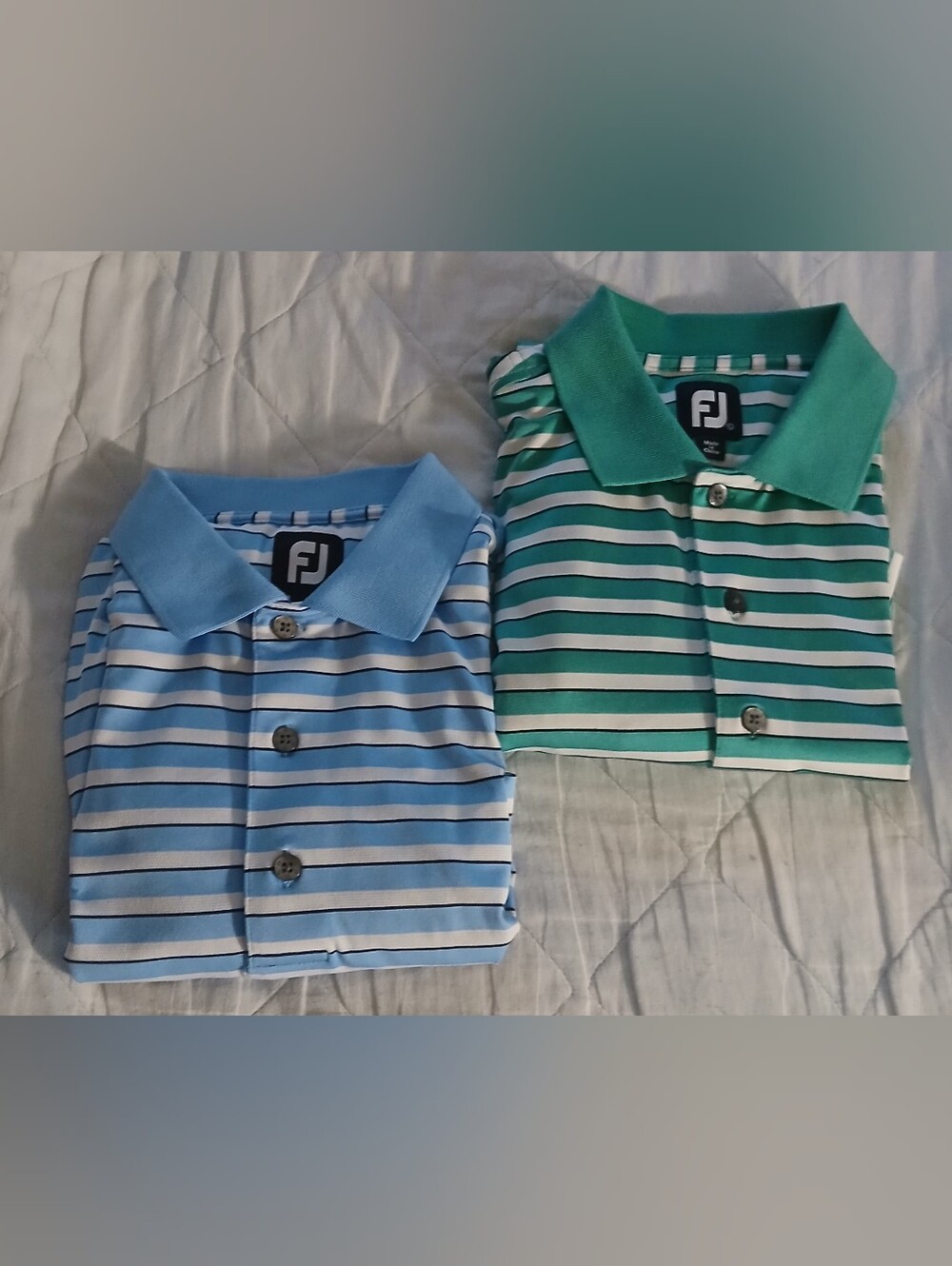 FootJoy Mens Performance Golf Short Sleeve Stripe Polo Shirts Size L (Lot of 2)
